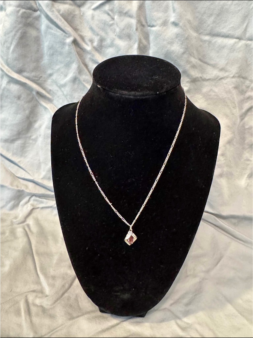 Vintage art deco filigree amethyst and sterling silver necklace